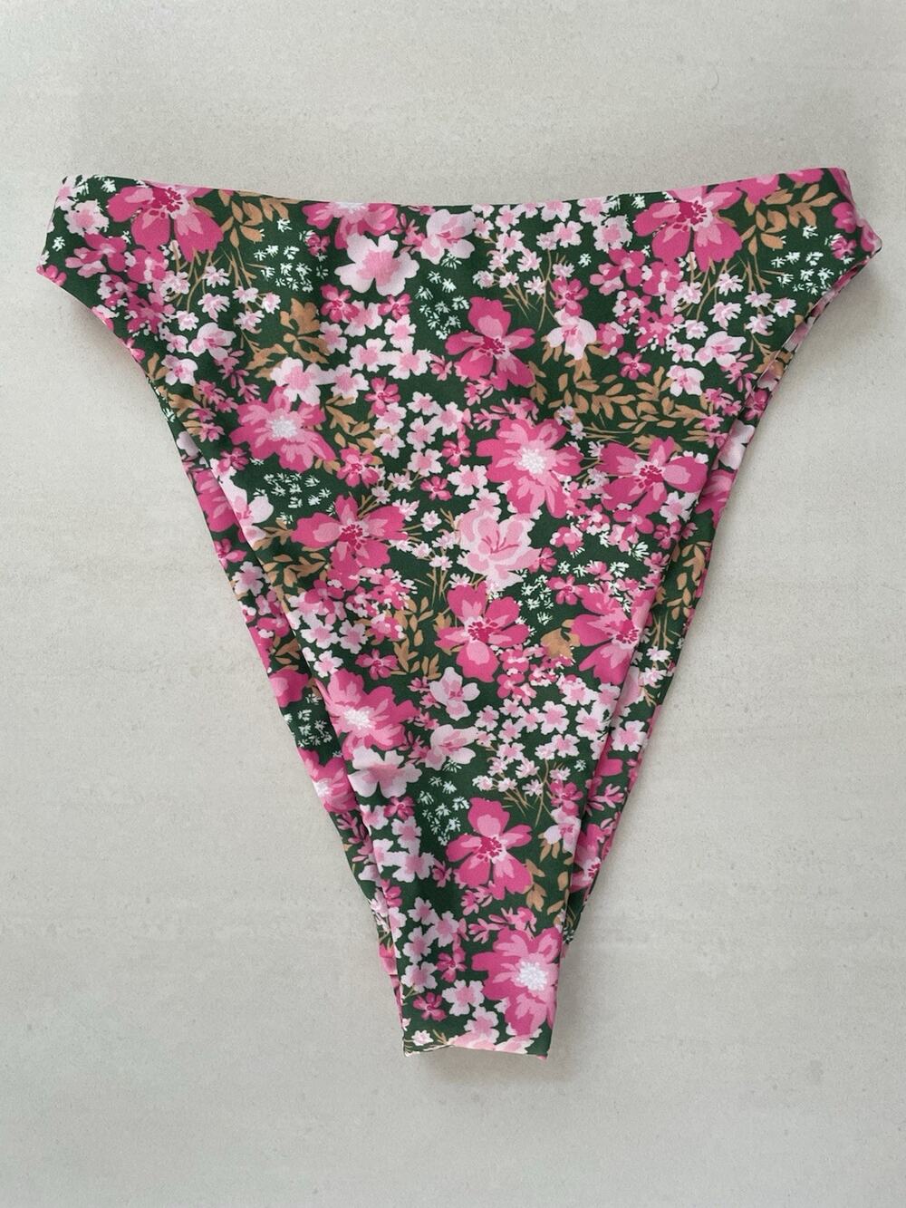 Aila Blue Swim Bikini Bottom High Waist Beach Summer Pool Floral Azalea